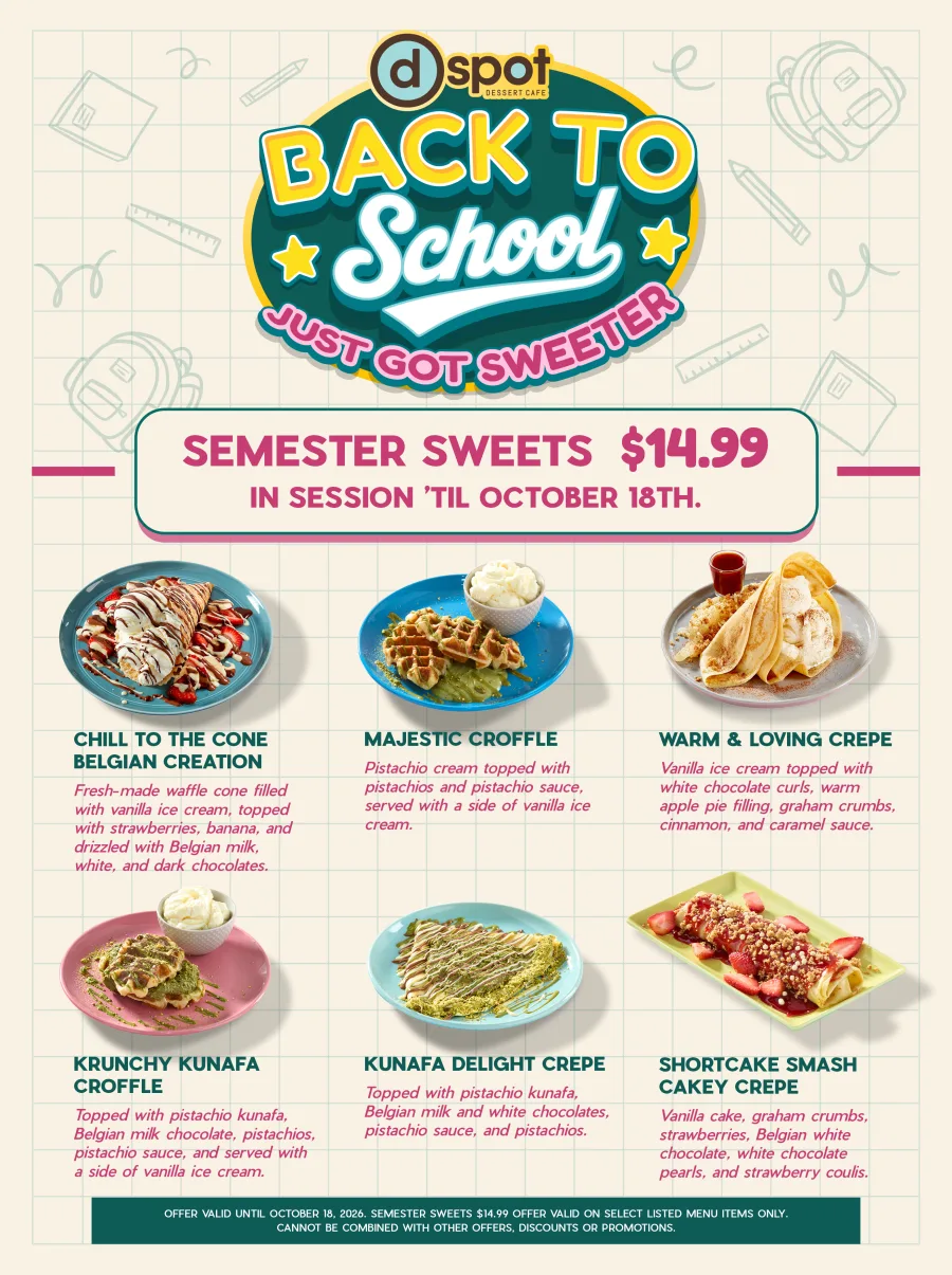 Menu insert — Back to School