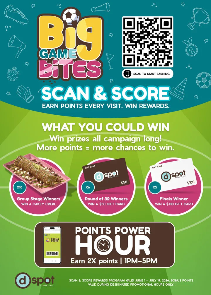 Scan & Score tent card — Big Game Bites in-store collateral